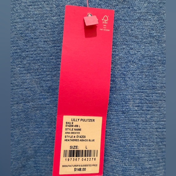 NWT Lilly Pulitzer Arna Sweater Heathered Abaco Blue– Beautiful Size Large - Picture 7 of 14